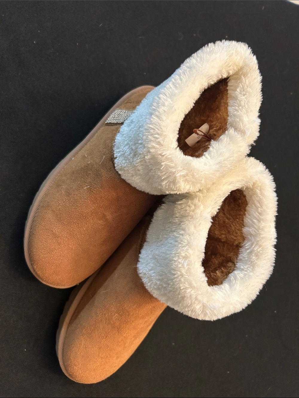 Faux-Shearling Lined Ankle Booties - Brown- Jessica Carlyle